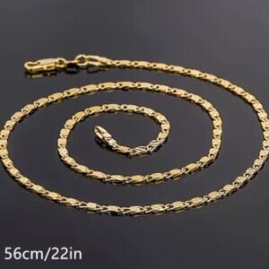 18K Gold Plated Necklace 2 mm Spanish Men's Chain 22 in Christmas Birthday Gift